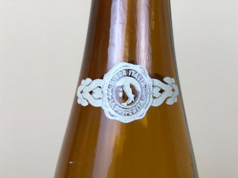 1950s Vintage Italian Birra Italia Beer Brown Glass Bottle Made in Milan For Sale 5