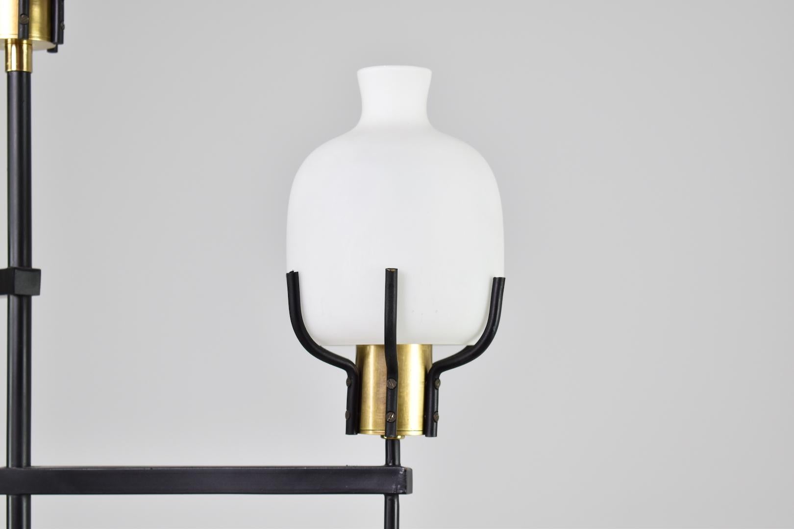 1950s Vintage Italian Brass & Marble Floor Lamp in the Style of Angelo Lelii For Sale 1