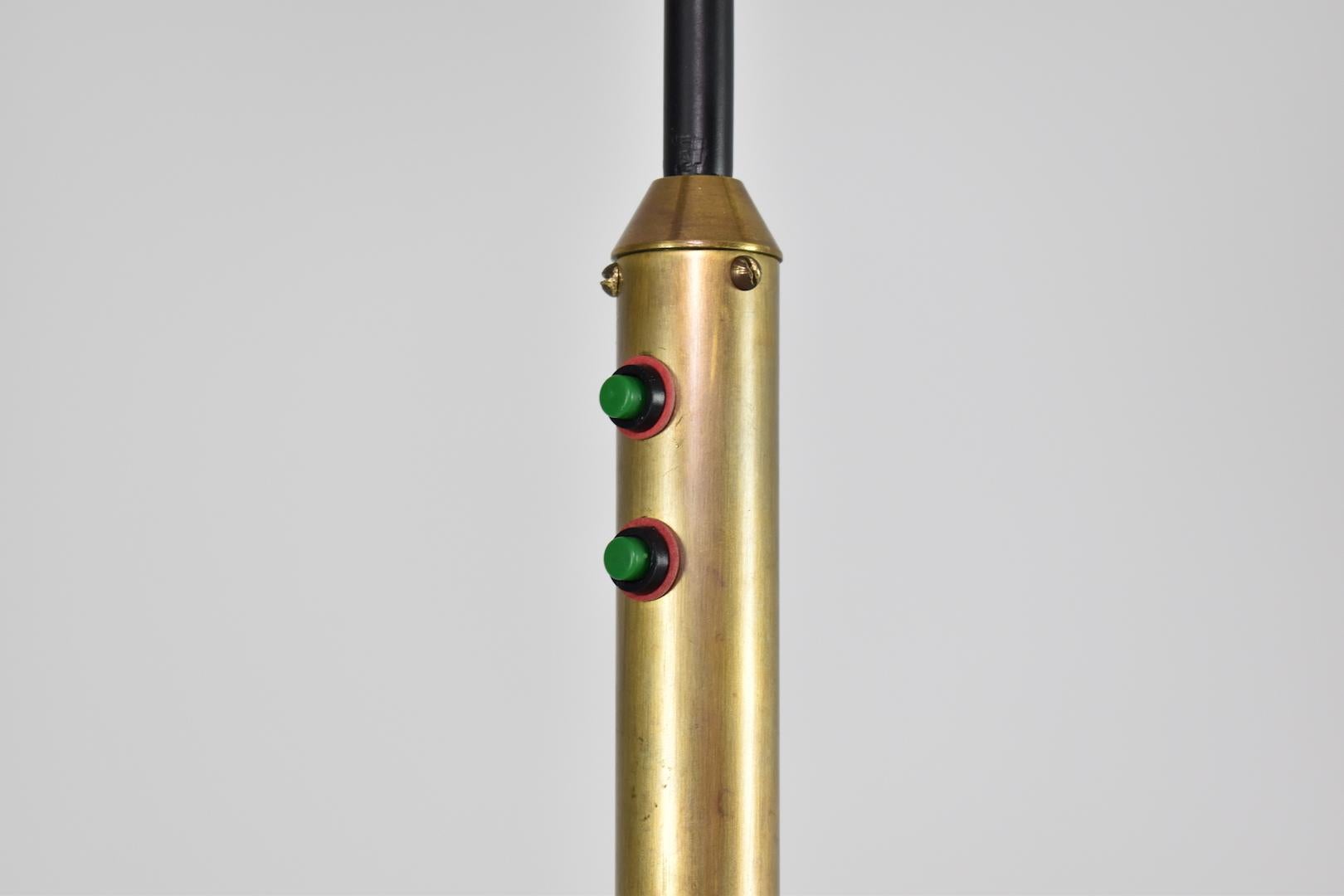 1950s Vintage Italian Brass & Marble Floor Lamp in the Style of Angelo Lelii For Sale 2