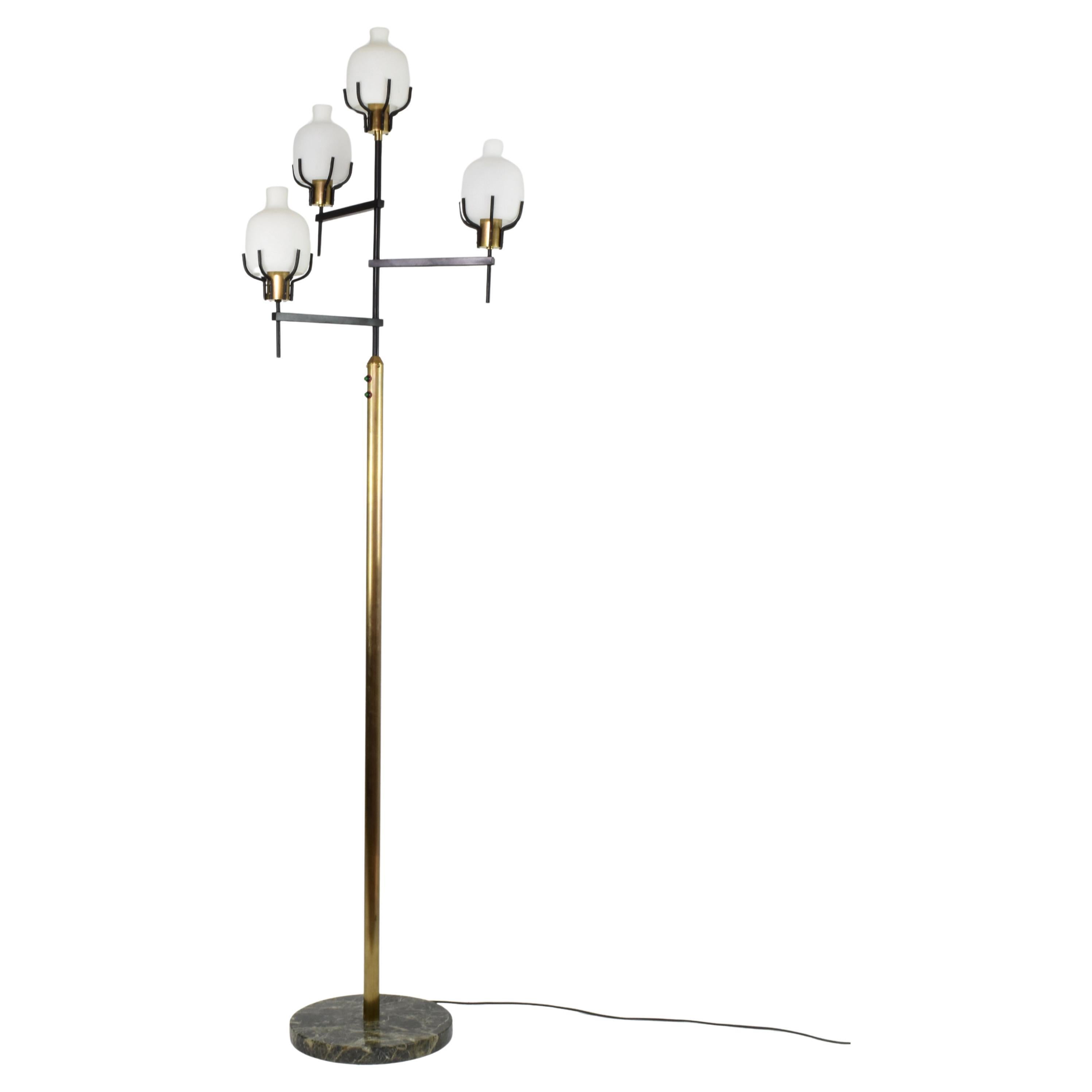 1950er Vintage Italian Lamp aus Messing und Marmor im Stil von Angelo Lelii