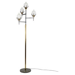 1950s Vintage Italian Brass & Marble Floor Lamp in the Style of Angelo Lelii