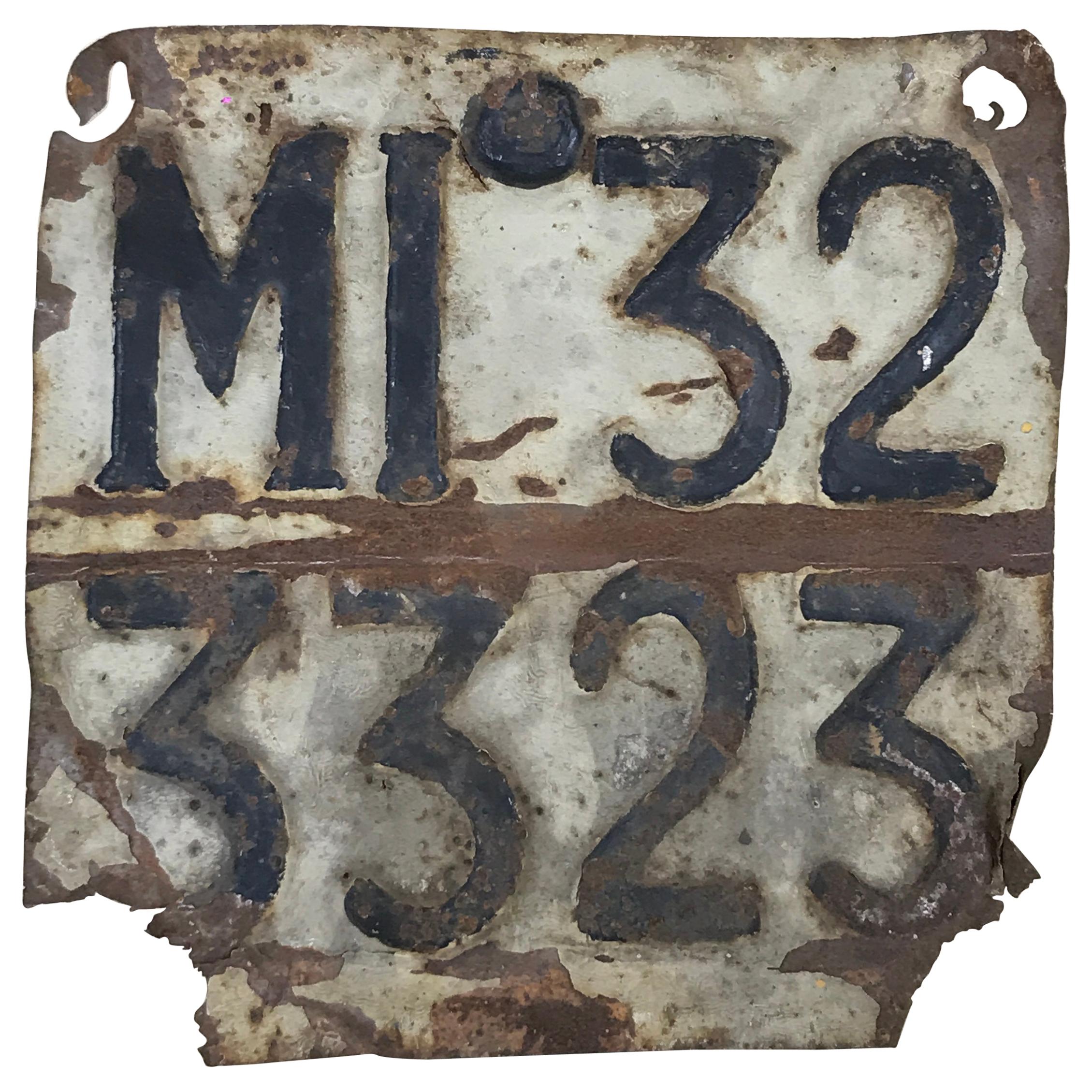 1950s Vintage Italian Enamel Metal License Plate from Milan For Sale