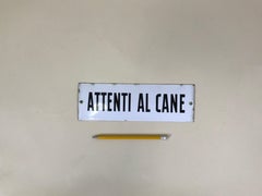 1950s Vintage Italian Enamel Metal Sign "Attenti Al Cane" ‘Beware of the Dog’