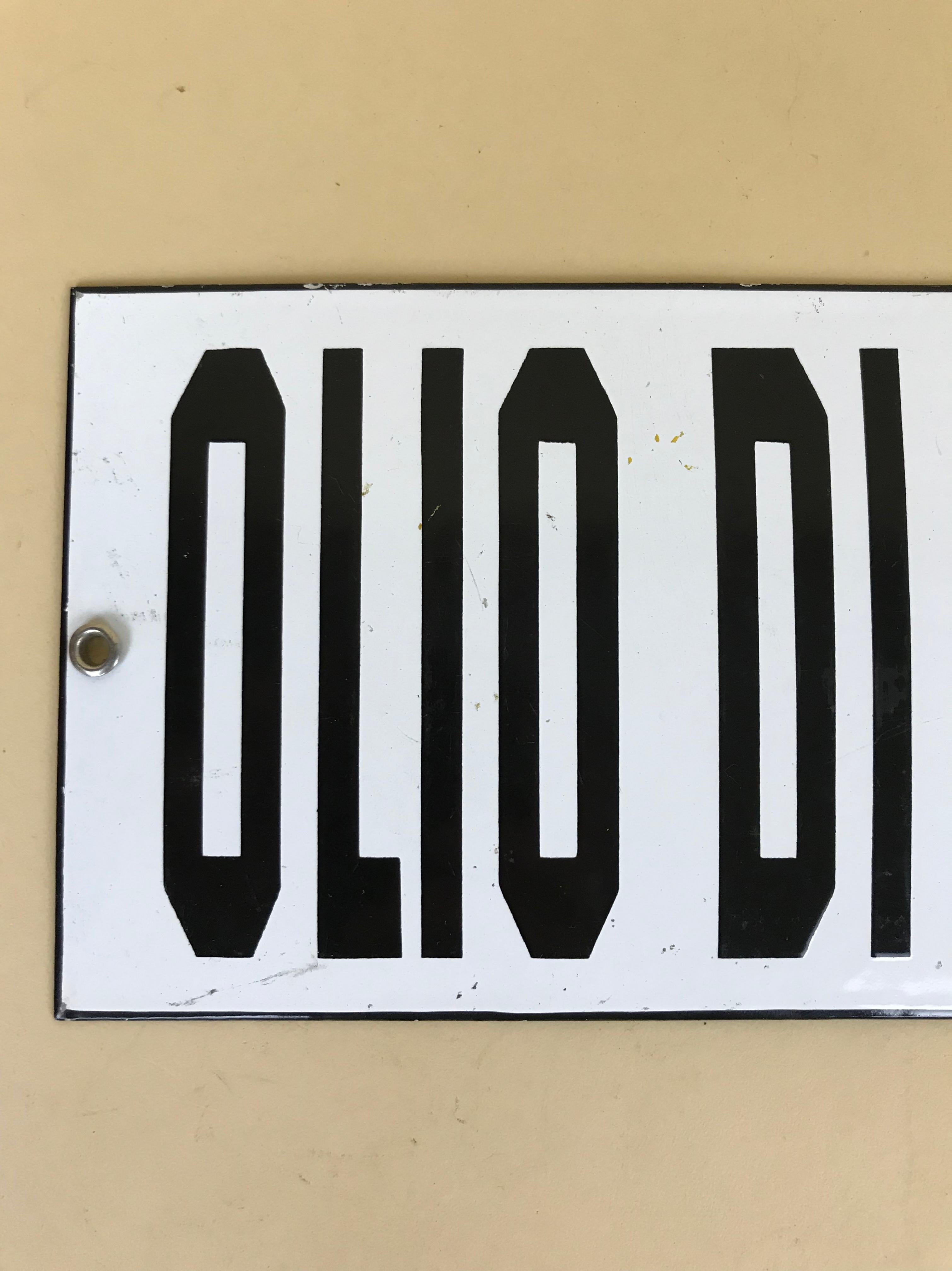 Industrial 1950s Vintage Italian Enamel Metal Sign 