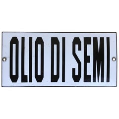 1950s Vintage Italian Enamel Metal Sign "Olio Semi", 
Seed Oil
