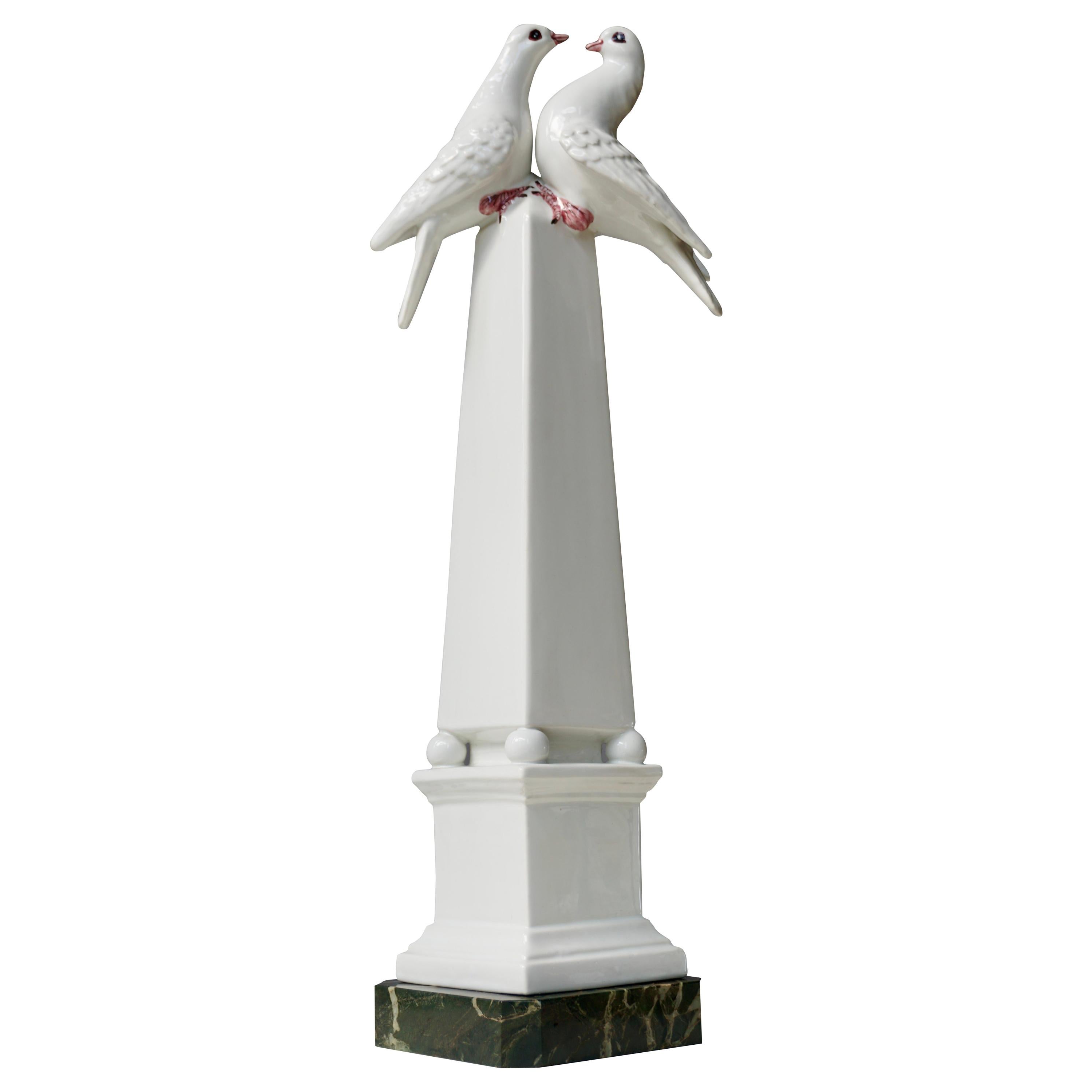 1950s Vintage Italian Neoclassical Porcelain Obelisk