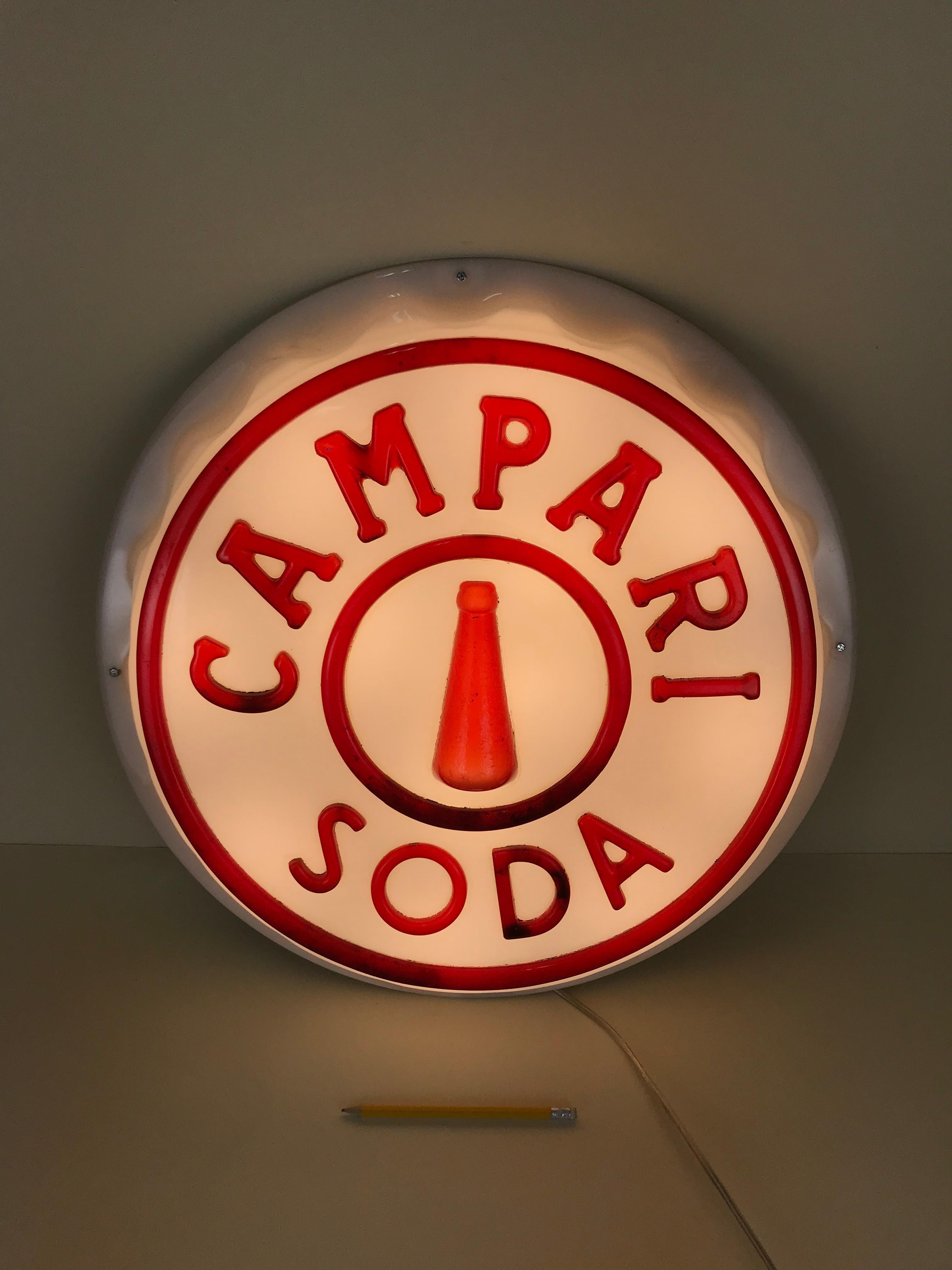 1950s Vintage Italian White and Red Campari Soda Illuminated Plug Shaped Sign 5