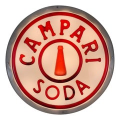 1950s Vintage Italian White and Red Campari Soda Illuminated Plug Shaped Sign