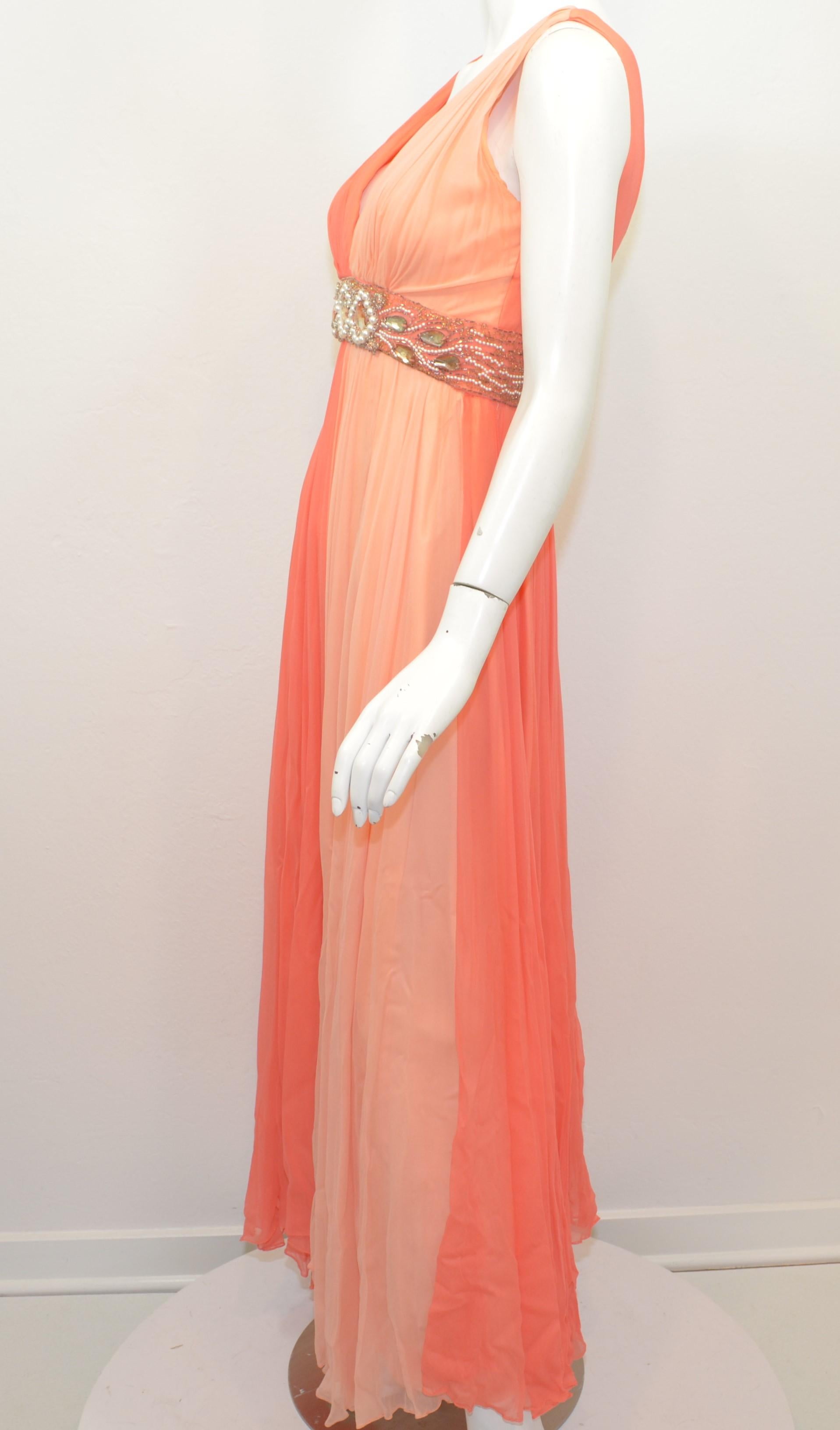 Women's 1950's Vintage Judd’s Coral Dress with Bead Embellishing