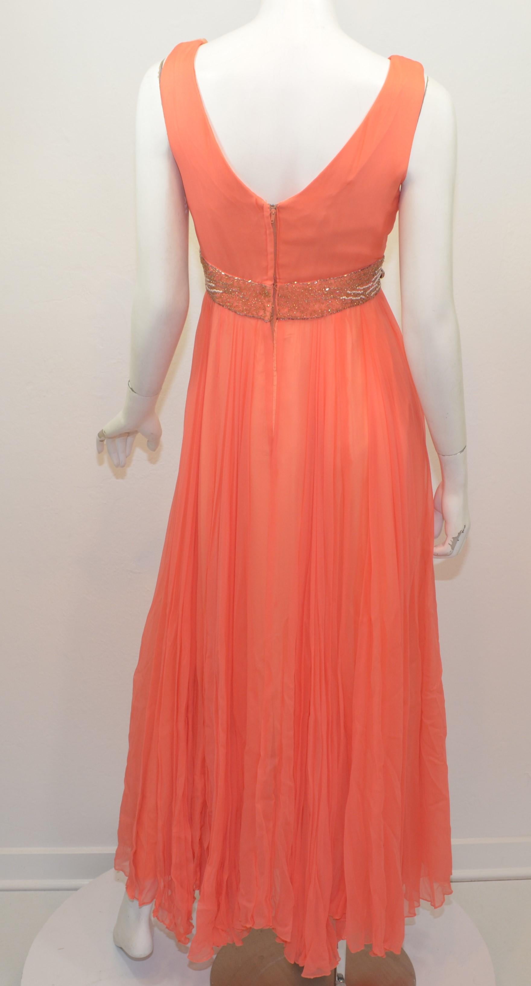 1950's Vintage Judd’s Coral Dress with Bead Embellishing 1