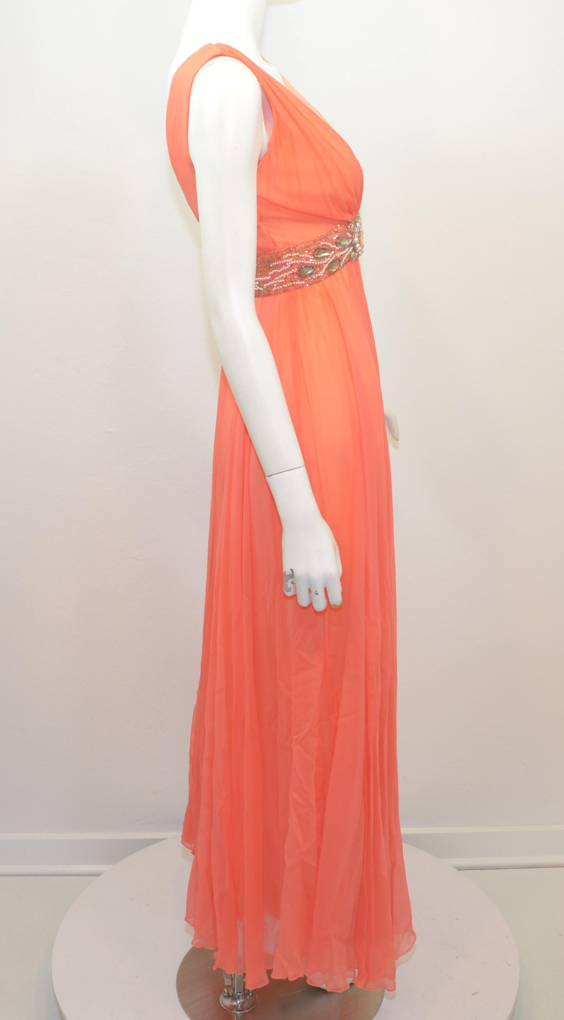 1950's Vintage Judd’s Coral Dress with Bead Embellishing 2