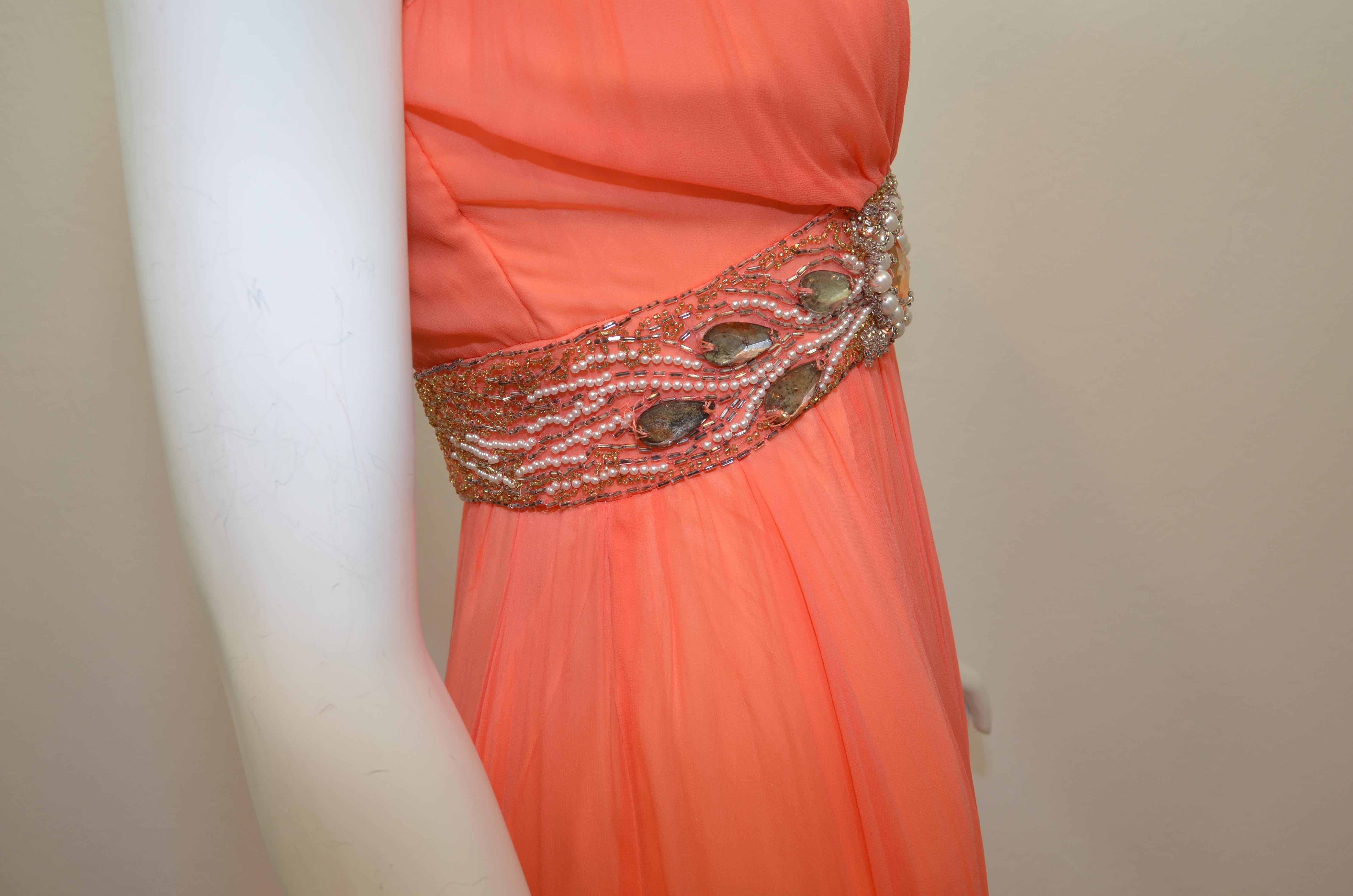 1950's Vintage Judd’s Coral Dress with Bead Embellishing 3