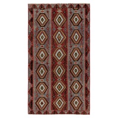 1950er Jahre Vintage Kelim in Blau, Rot Weiß Tribal Geometrisches Muster von Teppich & Kelim