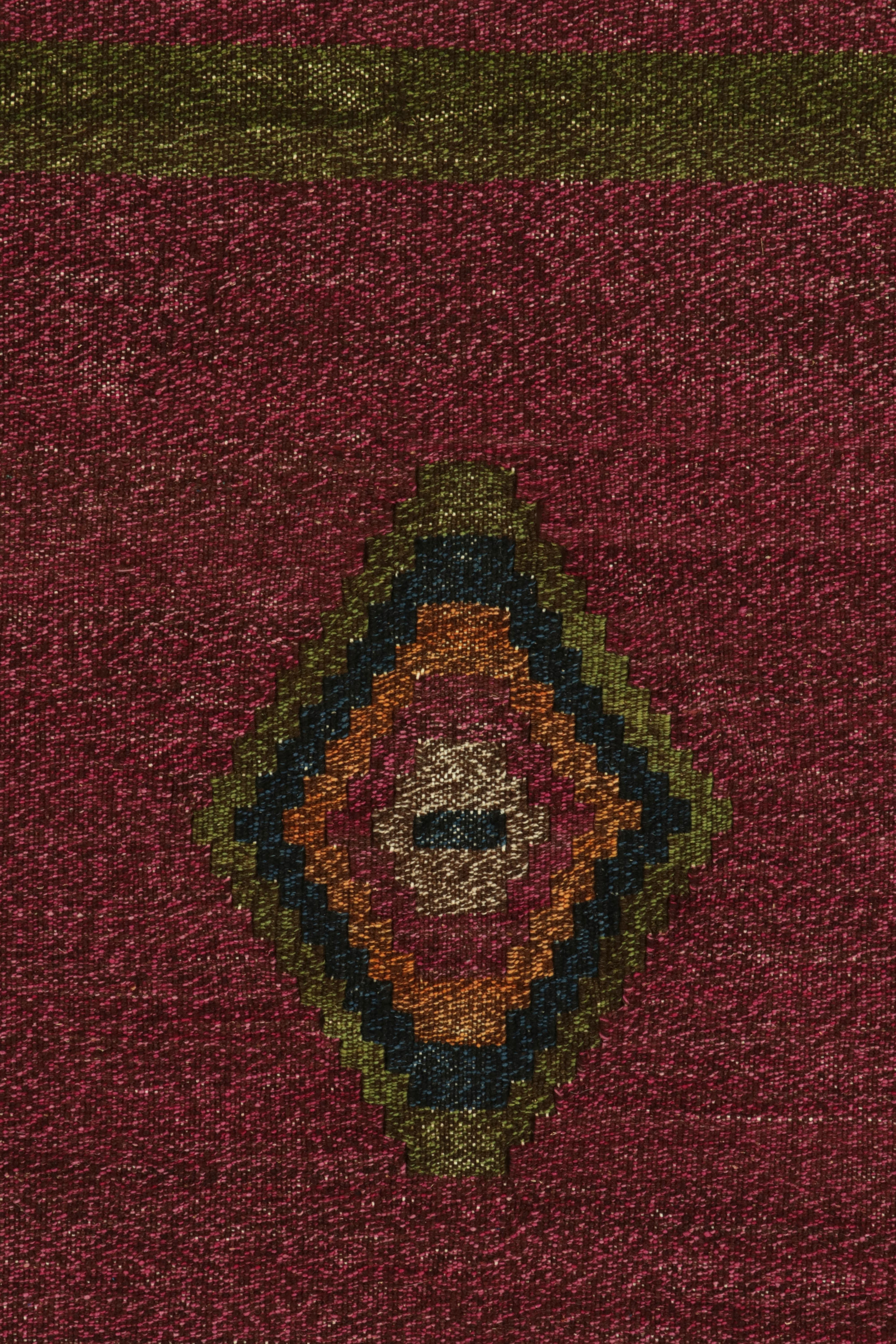 Persian 1950s Vintage Kilim Rug in Bordeaux Background Medallion Pattern by Rug & Kilim For Sale