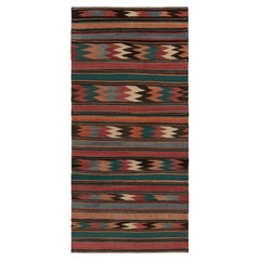 1950s Vintage Kilim Rug in Colorful Pattern, Red with Orange by Rug & Kilim