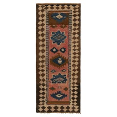 1950s Retro Kilim Rug in Pink with Blue Medallions by Rug & Kilim