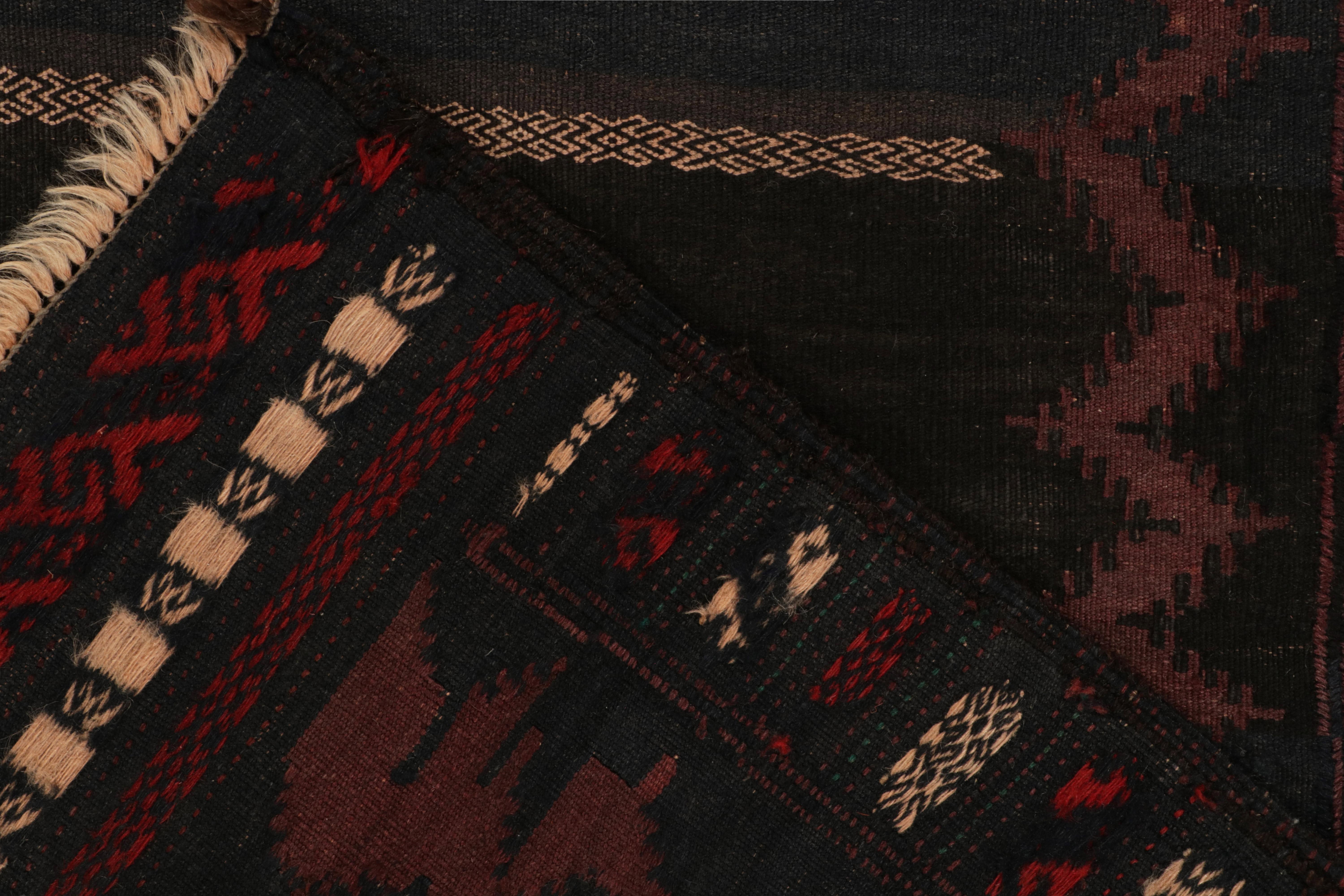 Mid-20th Century 1950s Vintage Kilim Rug in Purple, Red Tribal Geometric Pattern by Rug & Kilim For Sale