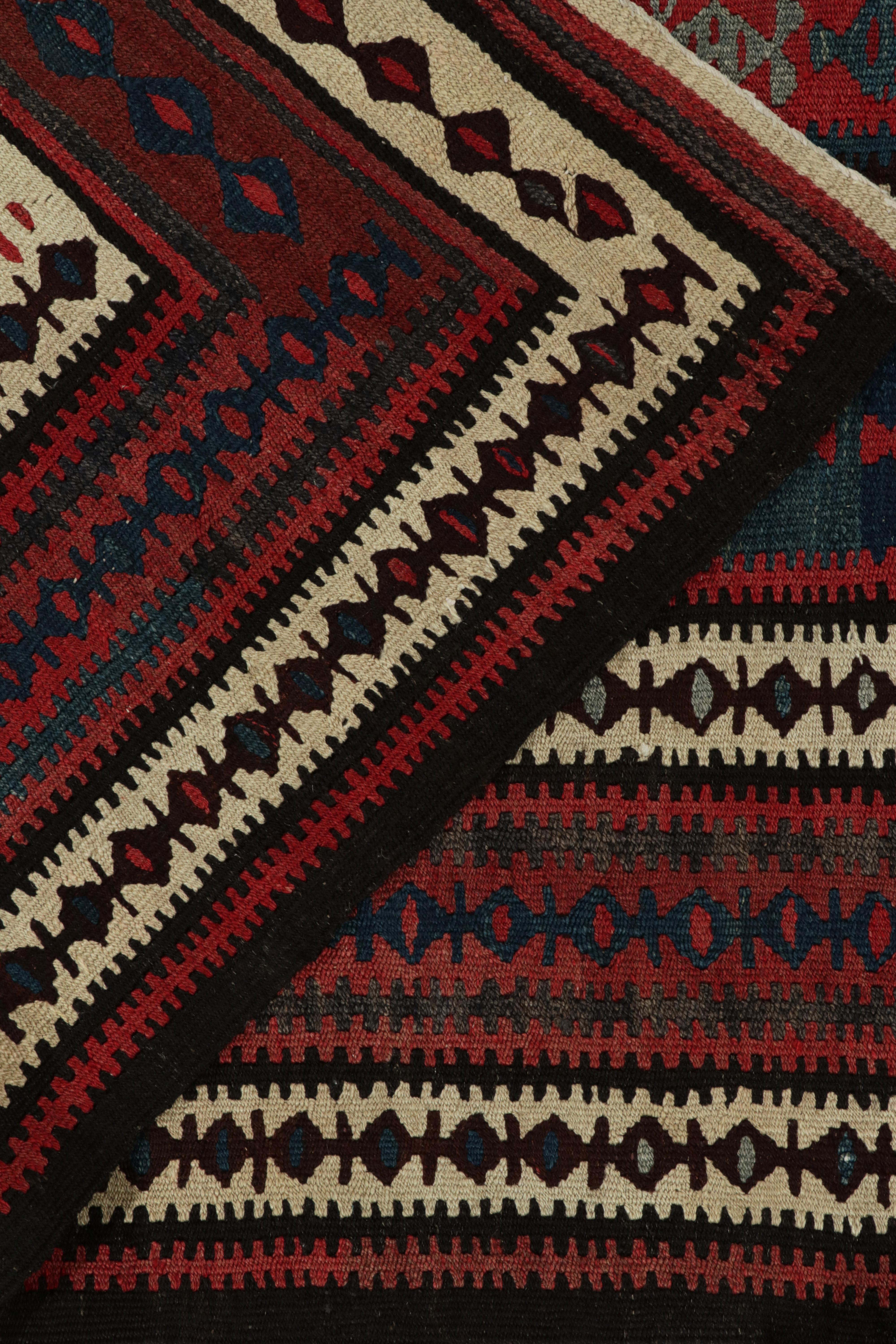 1950s Vintage Kilim rug in Red, Blue and Brown Geometric Patterns by Rug & Kilim In Good Condition For Sale In Long Island City, NY