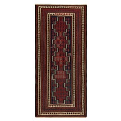 1950s Vintage Kilim rug in Red, Blue and Beige-Brown Geometric Patterns