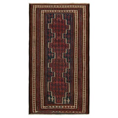 Vintage-Kelimteppich aus den 1950er Jahren mit roten, blauen und braunen geometrischen Mustern von Teppich & Kelim