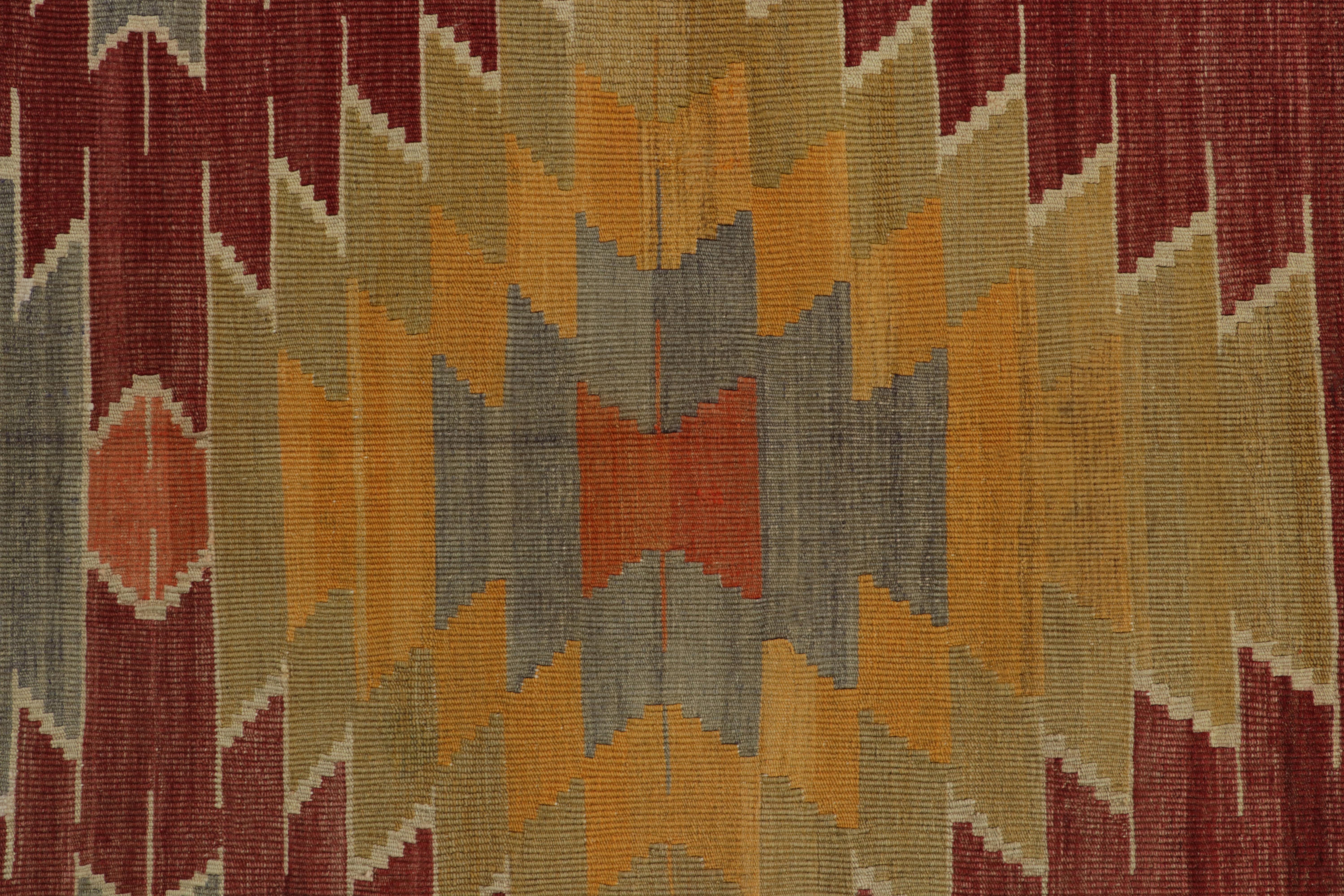 Mid-20th Century 1950s Vintage Kilim rug in Red, Orange Colorful Medallion Pattern by Rug & Kilim