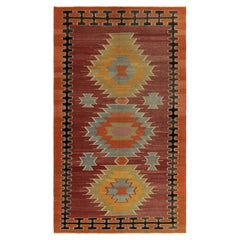 1950s Vintage Kilim rug in Red, Orange Colorful Medallion Pattern by Rug & Kilim