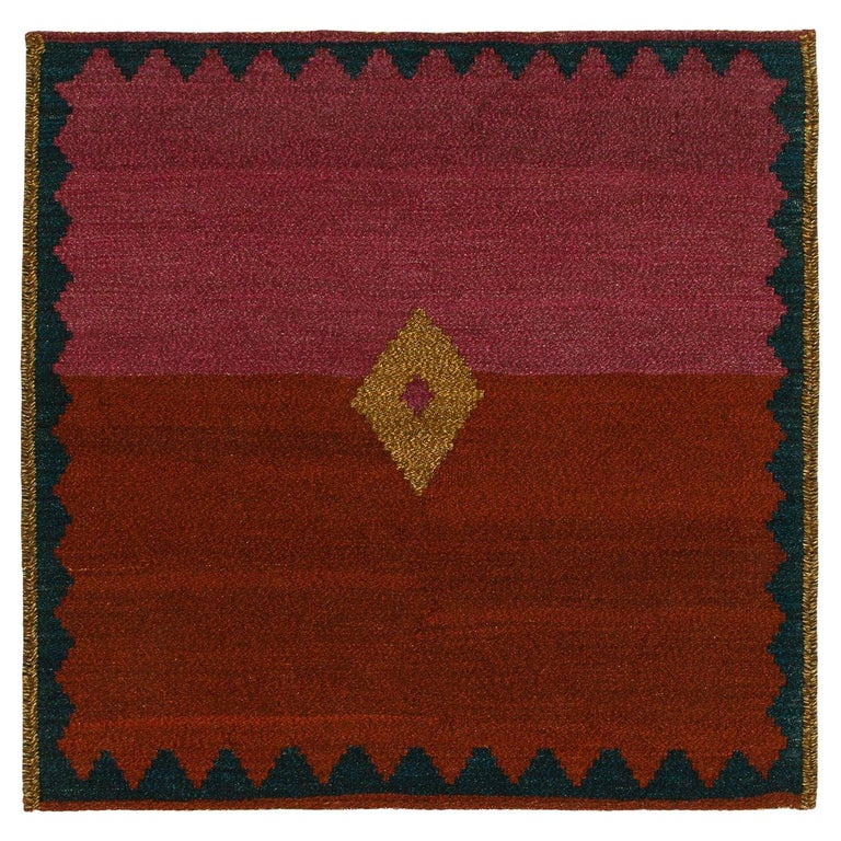 Yellow Rug Diamond Pattern 1950s Vintage Kilim Rug in Red, Yellow Diamond Medallion Pattern by Rug ...