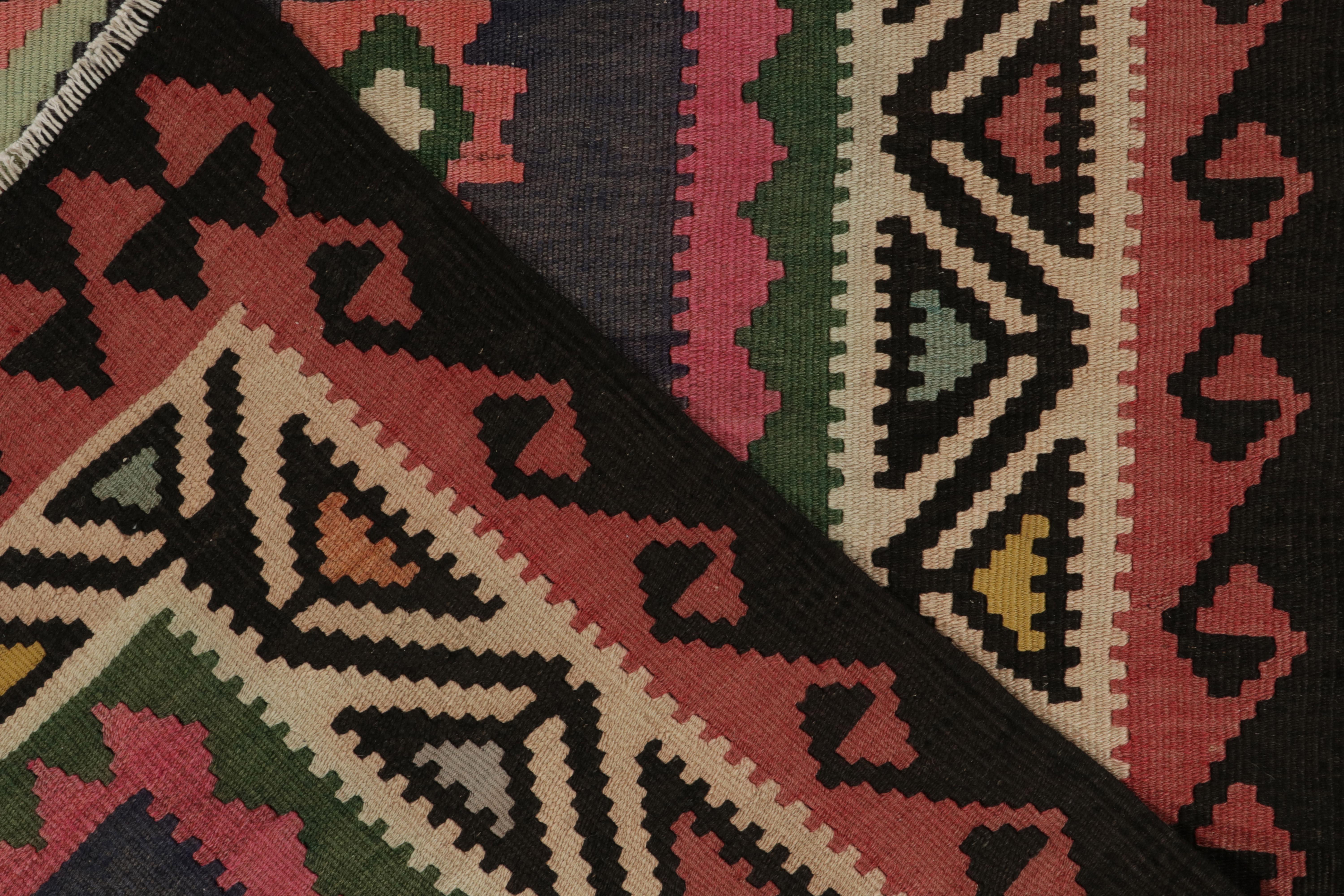 1950s Vintage Kilim rug with Pink , Vibrant Geometric Pattern by Rug & Kilim In Good Condition For Sale In Long Island City, NY