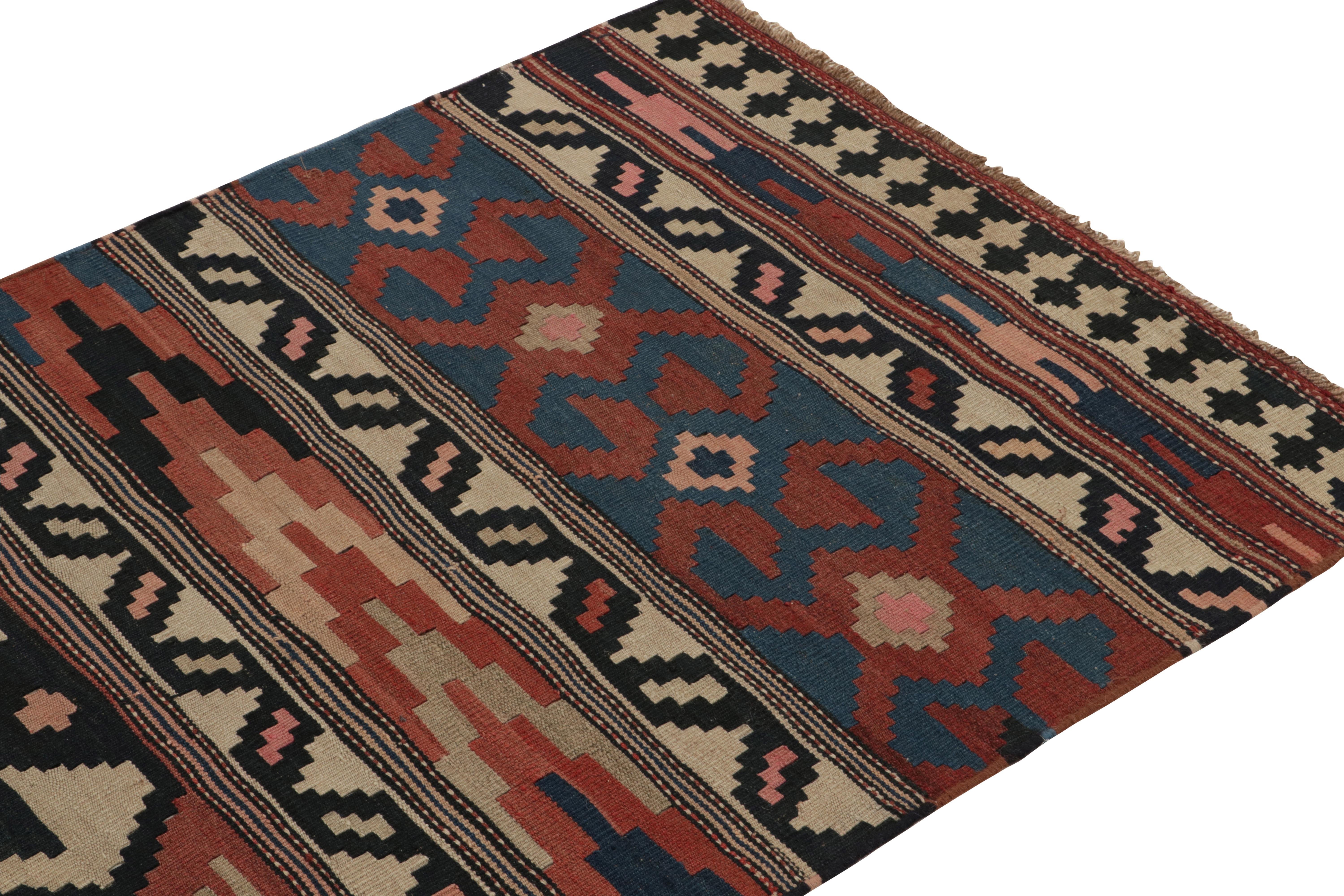 Hand-Knotted 1950s Vintage Kilim Runner in Red with Beige Tribal Patterns by Rug & Kilim