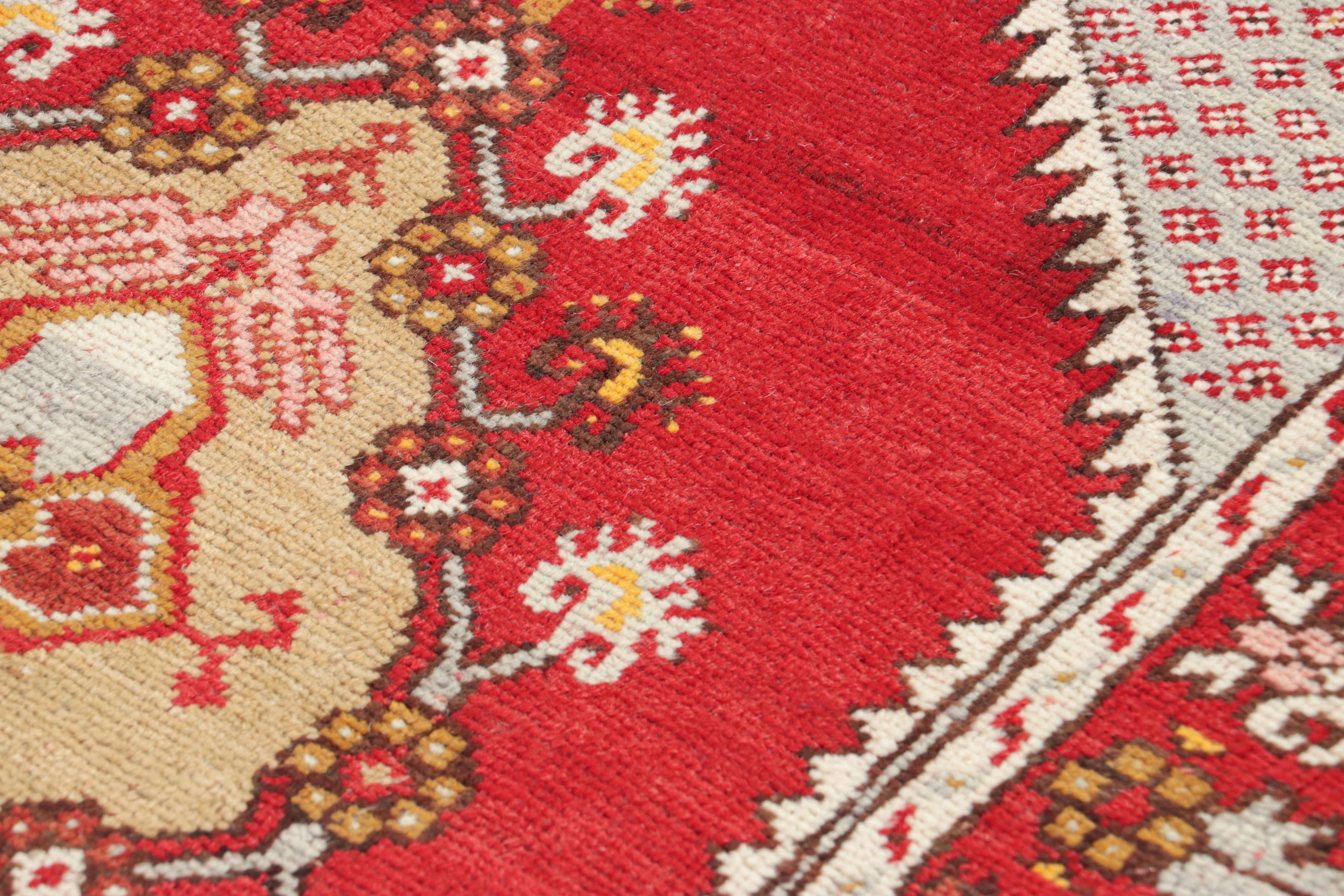 Hand-knotted in wool and originating from Persia, circa 1950-1960, this 3x6 antique Kirsehir rug is an exciting, rare new curation from the Rug & Kilim collection.

On the Design:

This mid-century Kirsehir rug enjoys a medallion-style field pattern