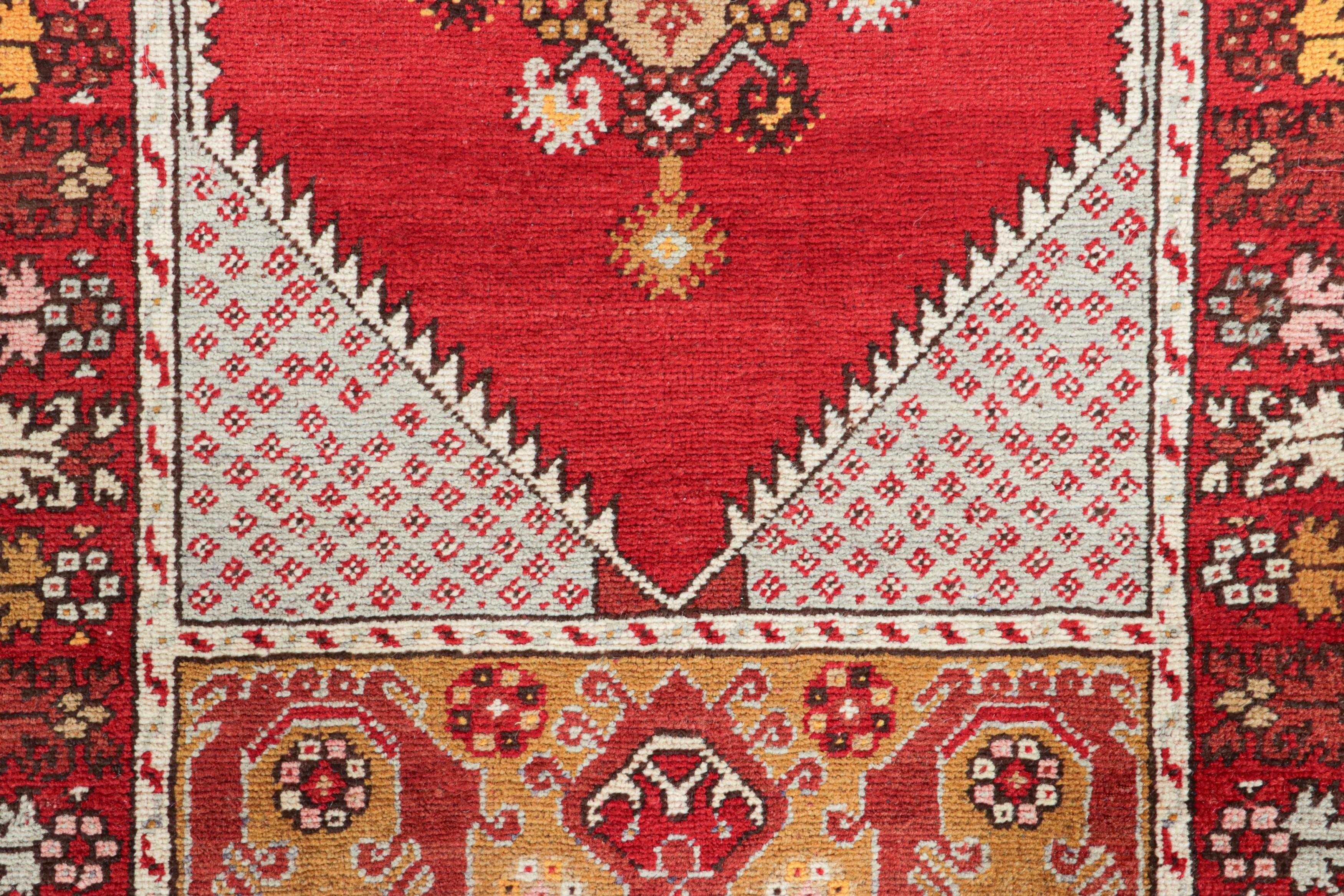 Persian Vintage Kirsehir Rug in Red and Gold with Geometric Medallion - Rug & Kilim For Sale