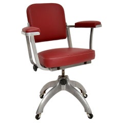 1950’s Vintage Leather & Steel Swivel Desk Chair by Tan-Sad