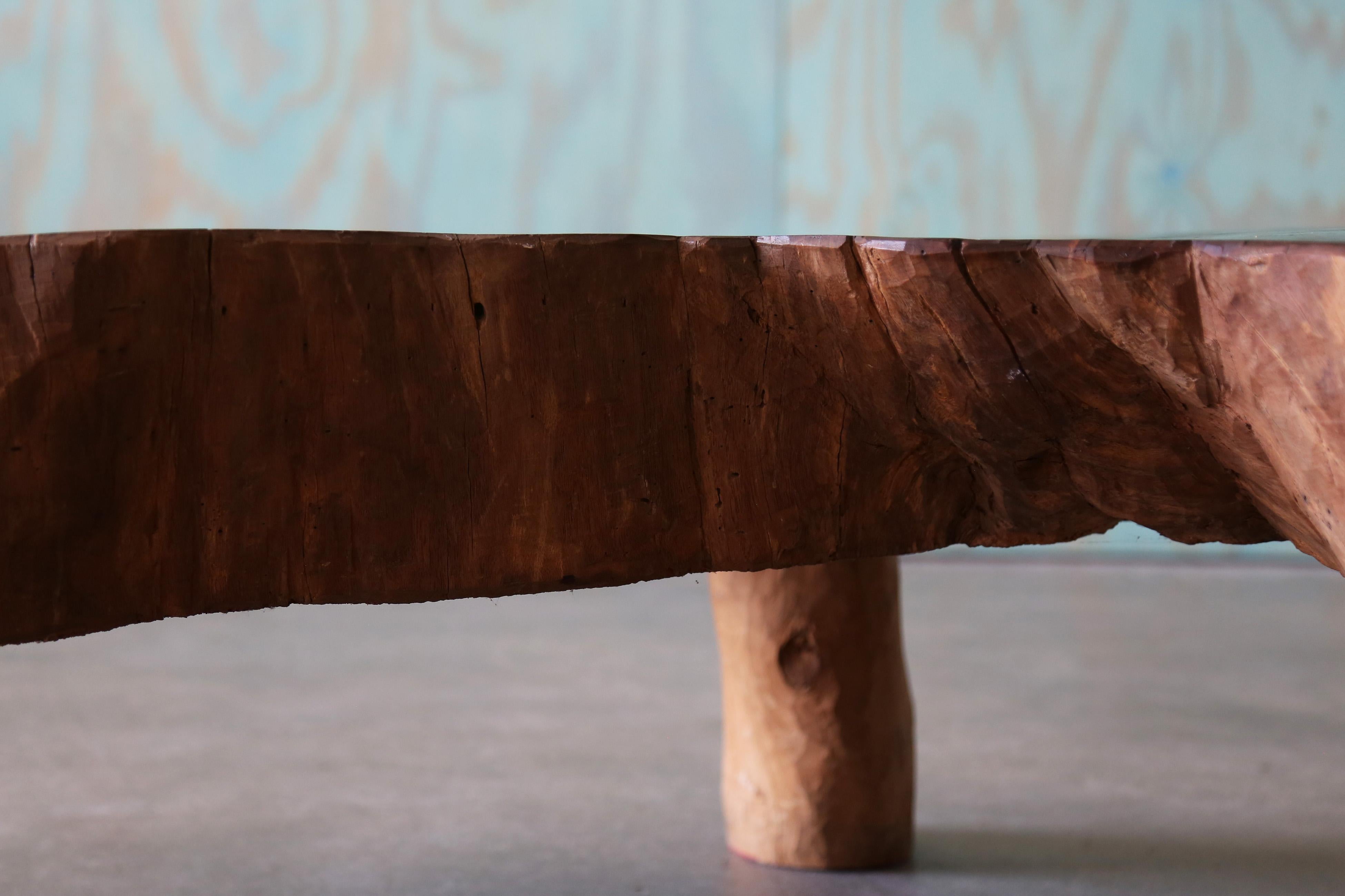 Unknown 1950s Vintage Live Edge Slab Walnut designer mid century Coffee Table For Sale