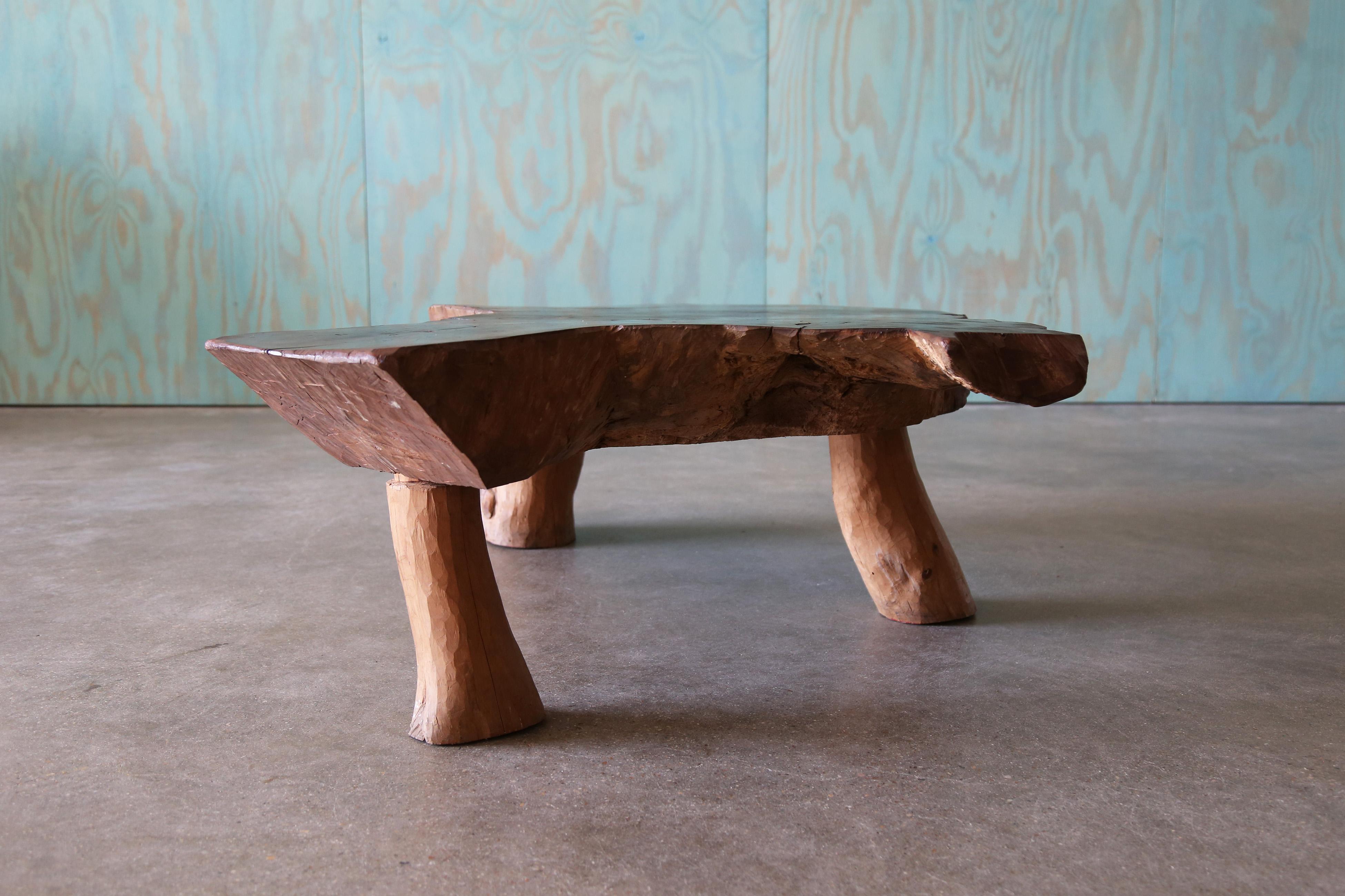 Late 20th Century 1950s Vintage Live Edge Slab Walnut designer mid century Coffee Table For Sale