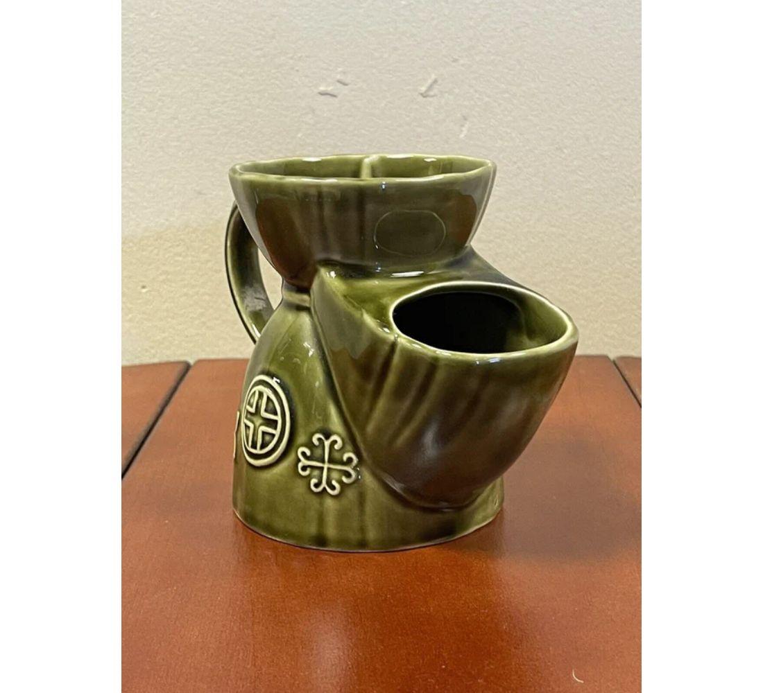Hand-Crafted 1950's Vintage Lord Nelson Olive Green Pottery Shaving Scuttle Jug