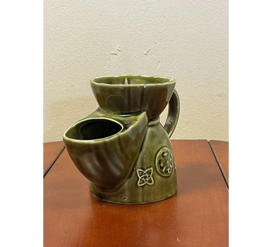 20th Century 1950's Vintage Lord Nelson Olive Green Pottery Shaving Scuttle Jug