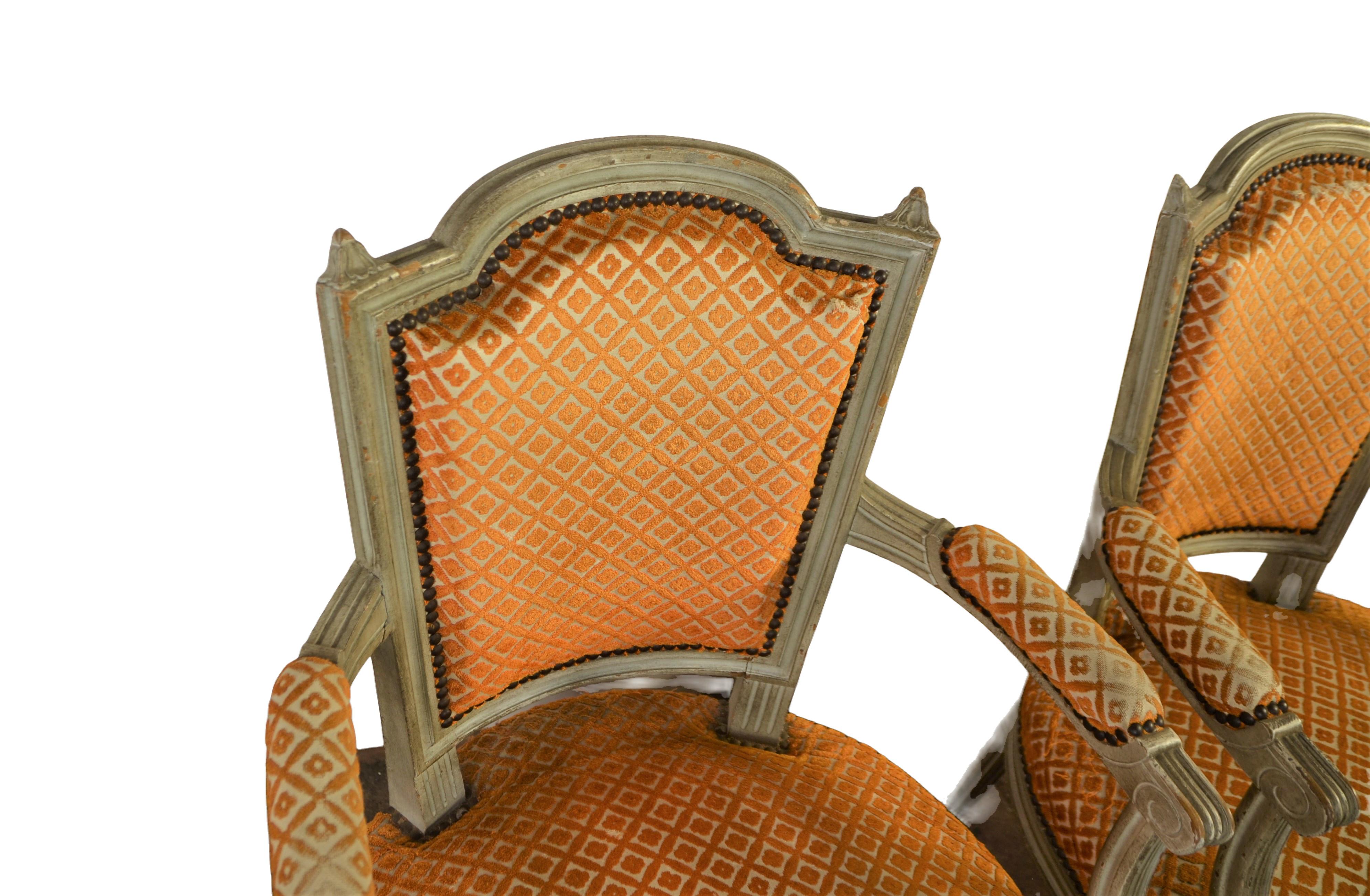 French Louis XVI Style Armchairs Set of 2