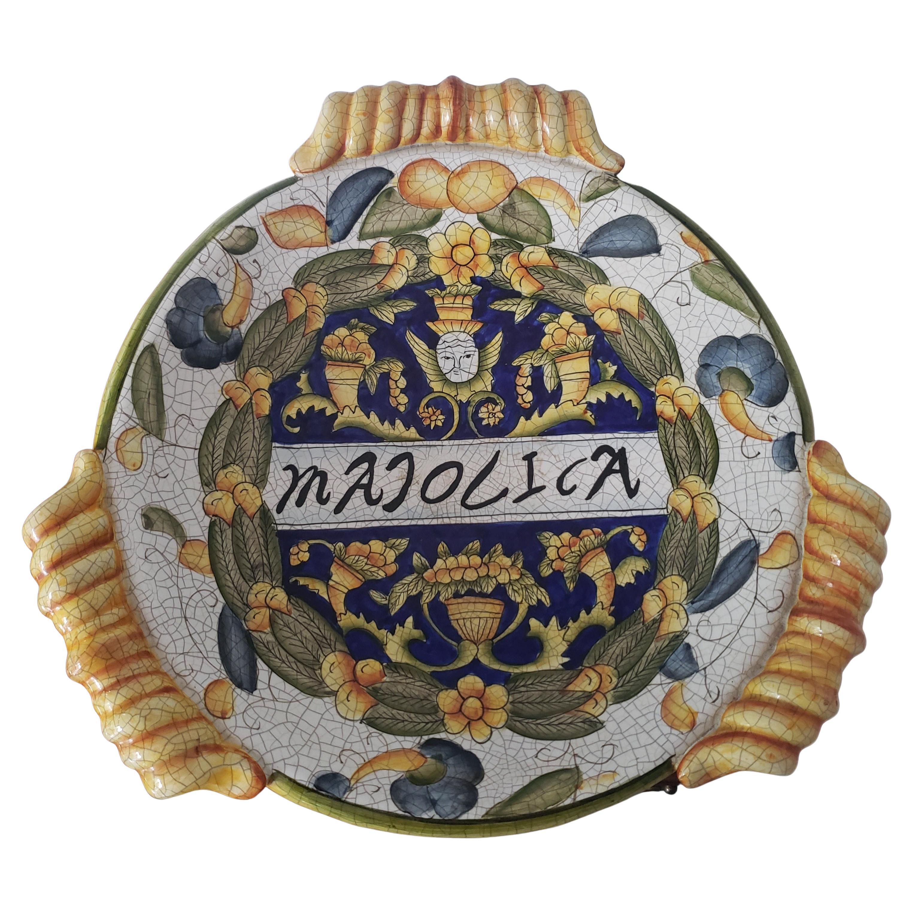 Mid-Century Modern 1950s Vintage Majolica Ceramics Centerpiece For Sale