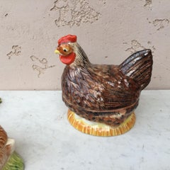 1950s Vintage Majolica Hen Tureen