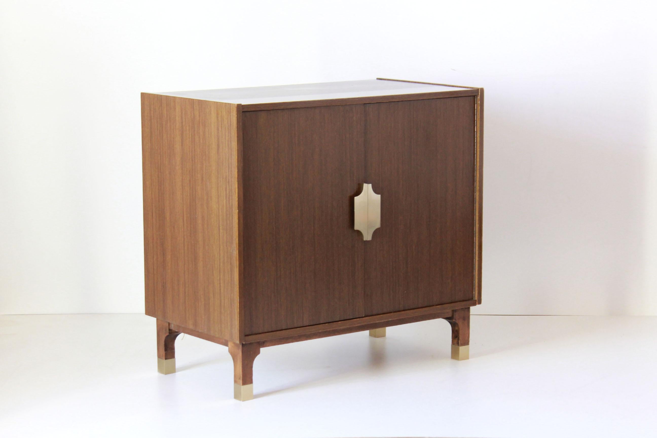 1950s Vintage Wood and Brass scandinavian Sideboard 9