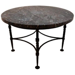 1950s Vintage Marble and Wrought Iron Coffee Table