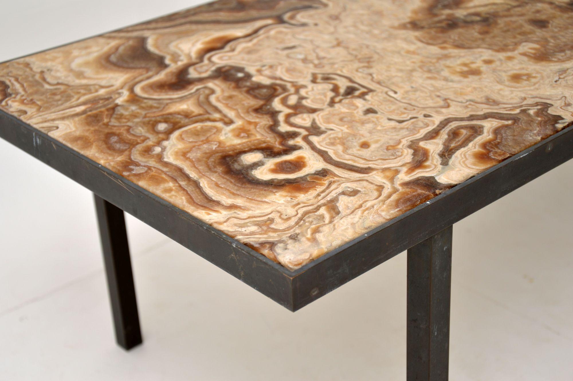 1950s Vintage Marble and Brass Coffee Table In Good Condition In London, GB