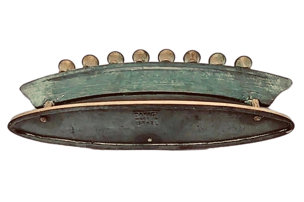 1950s Vintage Mid Century Art Deco Verdigris Sculptural Modern Menorah Israel Bon état à St.Petersburg, FL