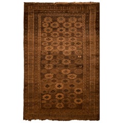 1950s Vintage Midcentury Baluch Rug Beige Brown Persian Tribal Rug