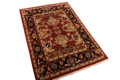 Contemporary Rug Brown Red & Pink Classic Floral Pattern by Rug & Kilim