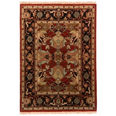 Retro Contemporary Rug Brown Red & Pink Classic Floral Pattern by Rug & Kilim