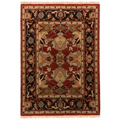 Tapis contemporain rouge, marron et rose à motifs floraux classiques de Rug & Kilim