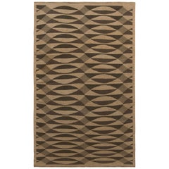 1950s Vintage Midcentury Flat-Weave Beige Brown Geometric Kilim by Rug 
Kilim