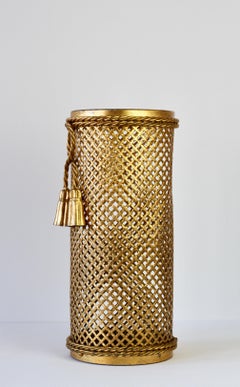 1950s Vintage Midcentury Italian Hollywood Regency Gold Gilded Umbrella Stand