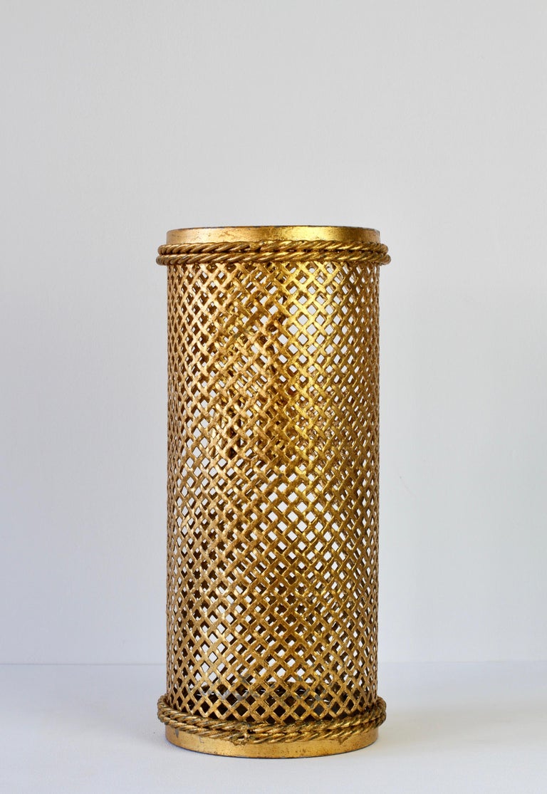 1950s Vintage Midcentury Italian Hollywood Regency Gold Gilded Umbrella Stand For Sale At 1stdibs